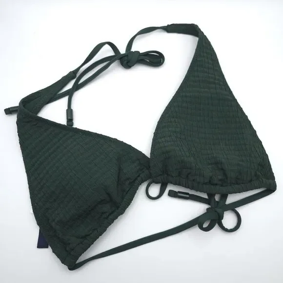 POLO RALPH LAUREN New SET Swimsuit M Bikini Top Bottle Green Subtle Textured